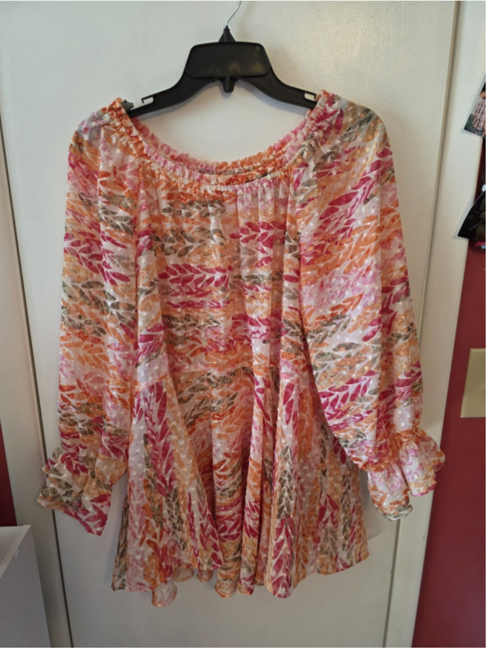 Boho Romantic Sheer Blouse Womens Plus Lightweight Size 14/16W Cato